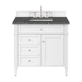 Brittany 36" Single Vanity, Bright White w/ 3 CM Parisien Bleu Silestone Top