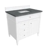 Brittany 36" Single Vanity, Bright White w/ 3 CM Parisien Bleu Silestone Top
