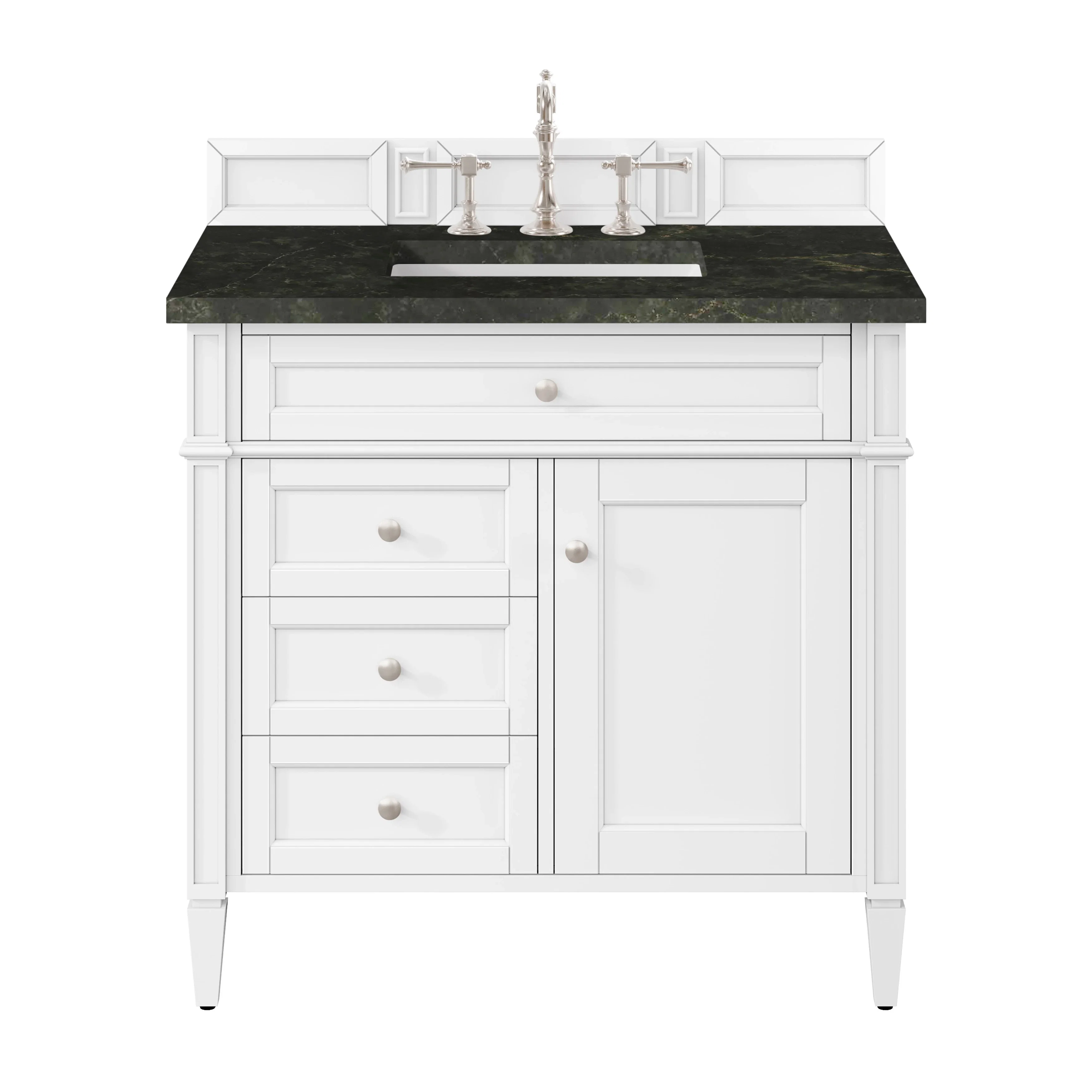 Brittany 36" Single Vanity in Bright White, w/ 3 CM Phantome Eclos Top