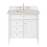 Brittany 36" Single Vanity in Bright White, w/ 3 CM Siberian Silestone Top
