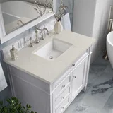 Brittany 36" Single Vanity in Bright White, w/ 3 CM Siberian Silestone Top