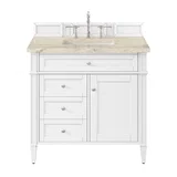 Brittany 36" Single Vanity in Bright White, w/ 3 CM Tajnar Eclos Top