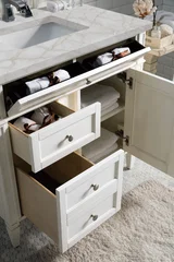 Brittany 36" Single Vanity, Bright White w/ 3 CM Victorian Silver Silestone Top
