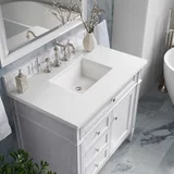 Brittany 36" Single Vanity, Bright White w/ 3 CM White Zeus Silestone Top