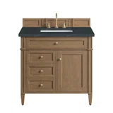 Brittany 36" Single Vanity, Pecan w/ 3 CM Charcoal Soapstone Silestone Top