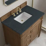 Brittany 36" Single Vanity, Pecan w/ 3 CM Charcoal Soapstone Silestone Top
