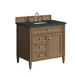 Brittany 36" Single Vanity, Pecan w/ 3 CM Charcoal Soapstone Silestone Top
