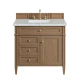 Brittany 36" Single Vanity, Pecan w/ 3 CM Ethereal Noctis Silestone Top