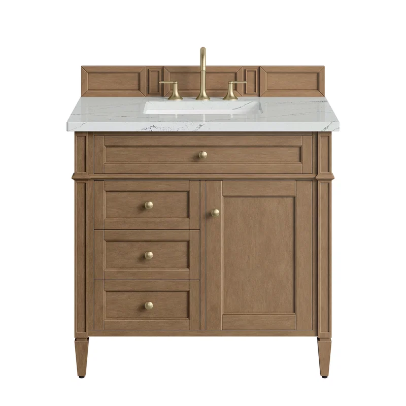 Brittany 36" Single Vanity, Pecan w/ 3 CM Ethereal Noctis Silestone Top