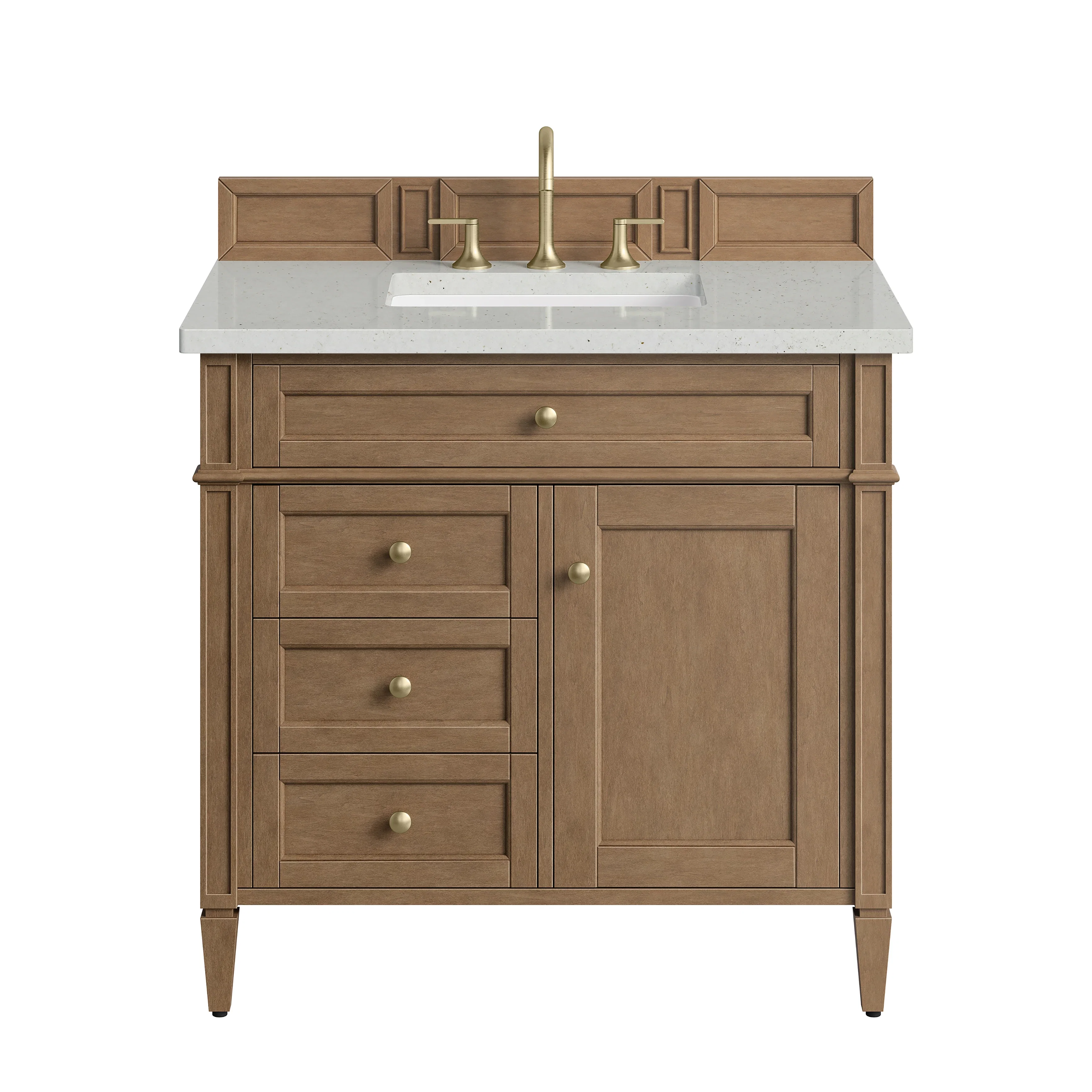 Brittany 36" Single Vanity, Pecan w/ 3 CM Lime Delight Silestone Top