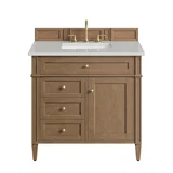 Brittany 36" Single Vanity, Pecan w/ 3 CM Lime Delight Silestone Top