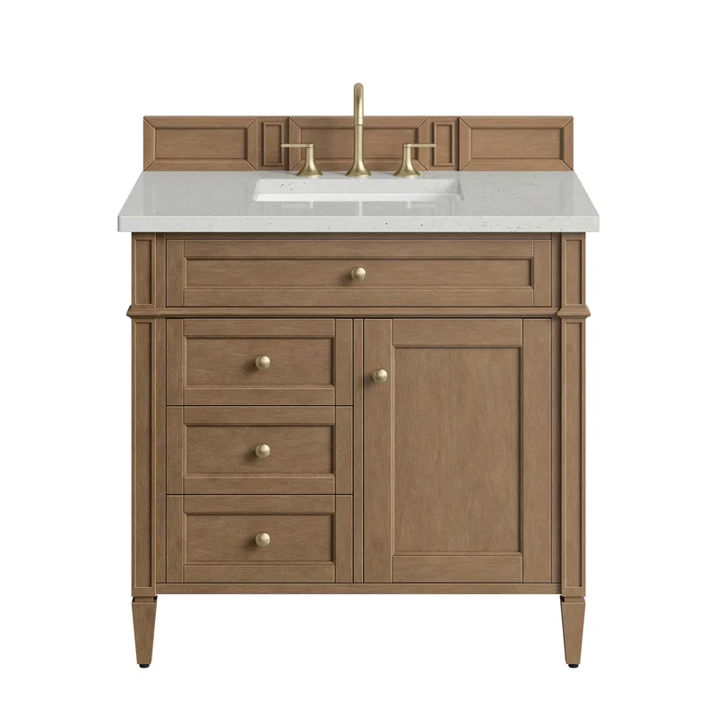 Brittany 36" Single Vanity, Pecan w/ 3 CM Lime Delight Silestone Top