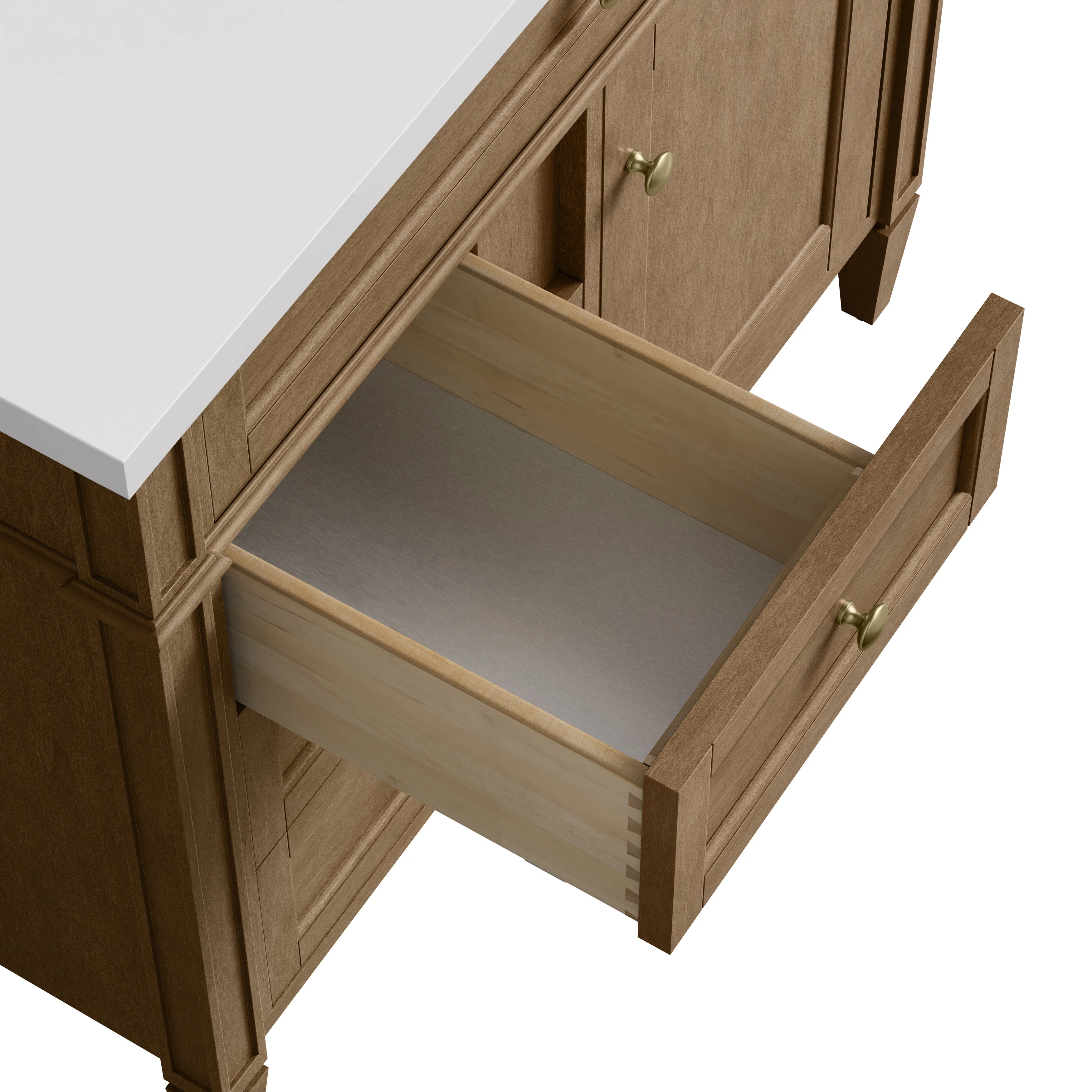 Brittany 36" Single Vanity, Pecan w/ 3 CM Lime Delight Silestone Top