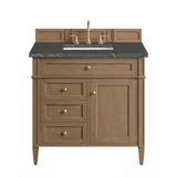 Brittany 36" Single Vanity, Pecan w/ 3 CM Parisien Bleu Silestone Top