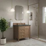 Brittany 36" Single Vanity, Pecan w/ 3 CM Parisien Bleu Silestone Top