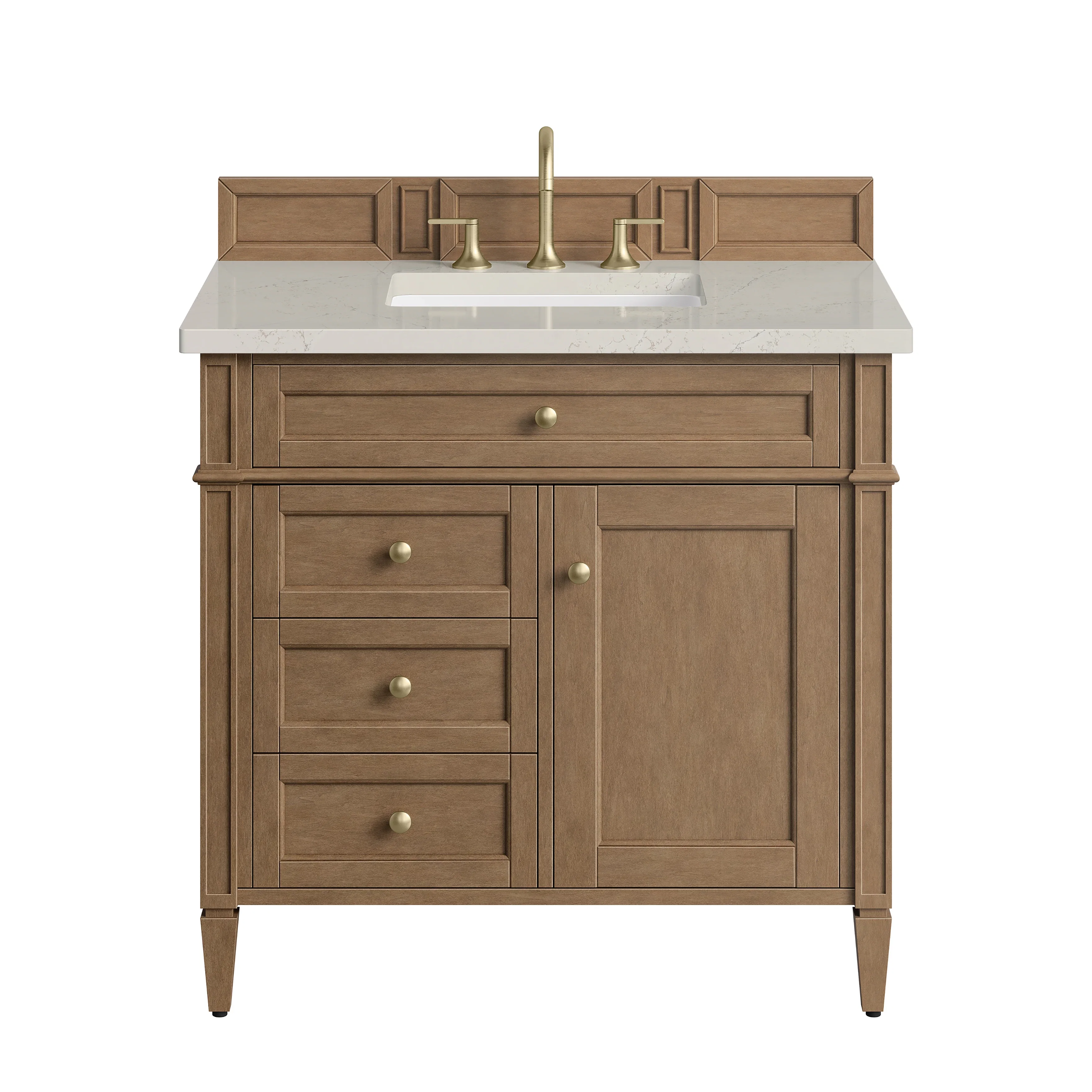 Brittany 36" Single Vanity, Pecan w/ 3 CM Siberian Silestone Top