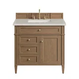 Brittany 36" Single Vanity, Pecan w/ 3 CM Siberian Silestone Top