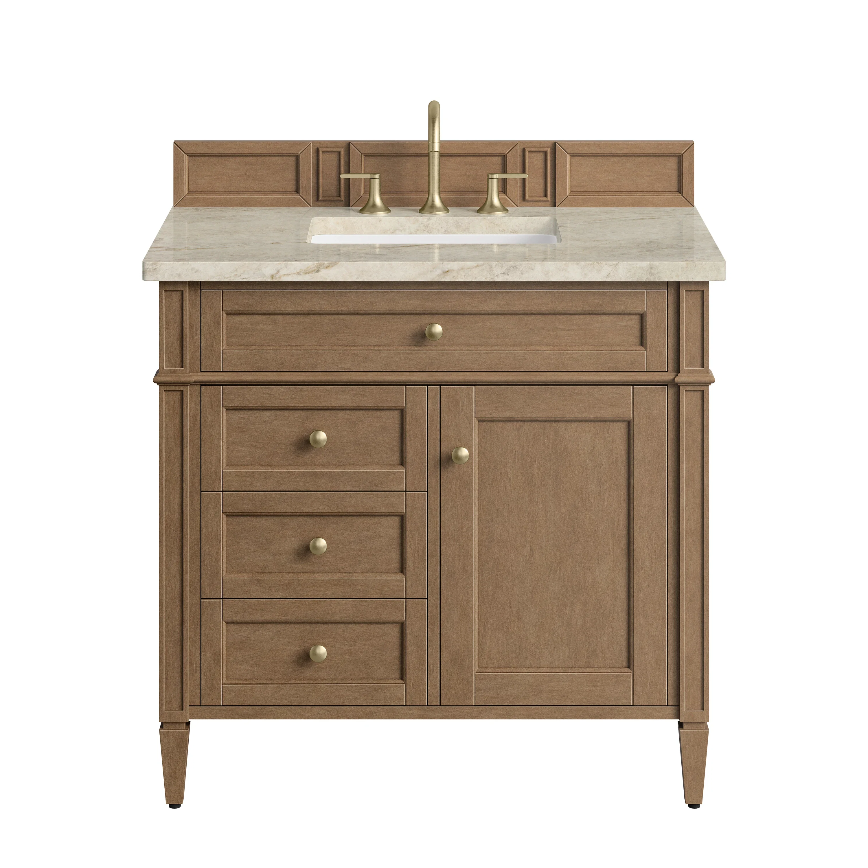 Brittany 36" Single Vanity, Pecan w/ 3 CM Tajnar Eclos Top