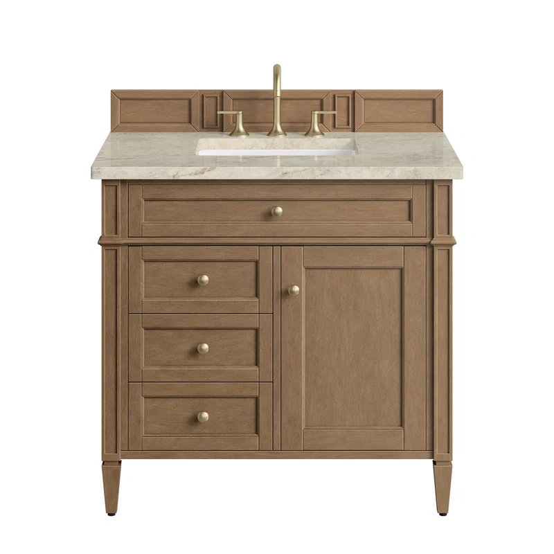 Brittany 36" Single Vanity, Pecan w/ 3 CM Tajnar Eclos Top