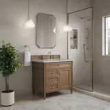 Brittany 36" Single Vanity, Pecan w/ 3 CM Victorian Silver Silestone Top