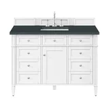 Brittany 48" Single Vanity, Bright White w/ 3 CM Charcoal Soapstone Silestone Top