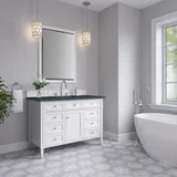 Brittany 48" Single Vanity, Bright White w/ 3 CM Charcoal Soapstone Silestone Top