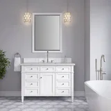 Brittany 48" Single Vanity, Bright White w/ 3 CM Eternal Jasmine Pearl Silestone Top