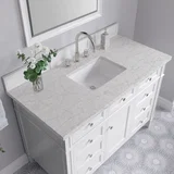 Brittany 48" Single Vanity, Bright White w/ 3 CM Eternal Jasmine Pearl Silestone Top