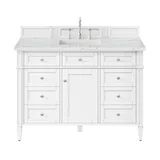 Brittany 48" Single Vanity, Bright White w/ 3 CM Ethereal Noctis Silestone Top