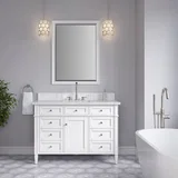 Brittany 48" Single Vanity, Bright White w/ 3 CM Ethereal Noctis Silestone Top