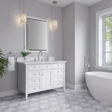 Brittany 48" Single Vanity, Bright White w/ 3 CM Ethereal Noctis Silestone Top