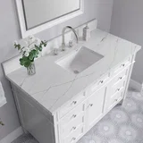 Brittany 48" Single Vanity, Bright White w/ 3 CM Ethereal Noctis Silestone Top