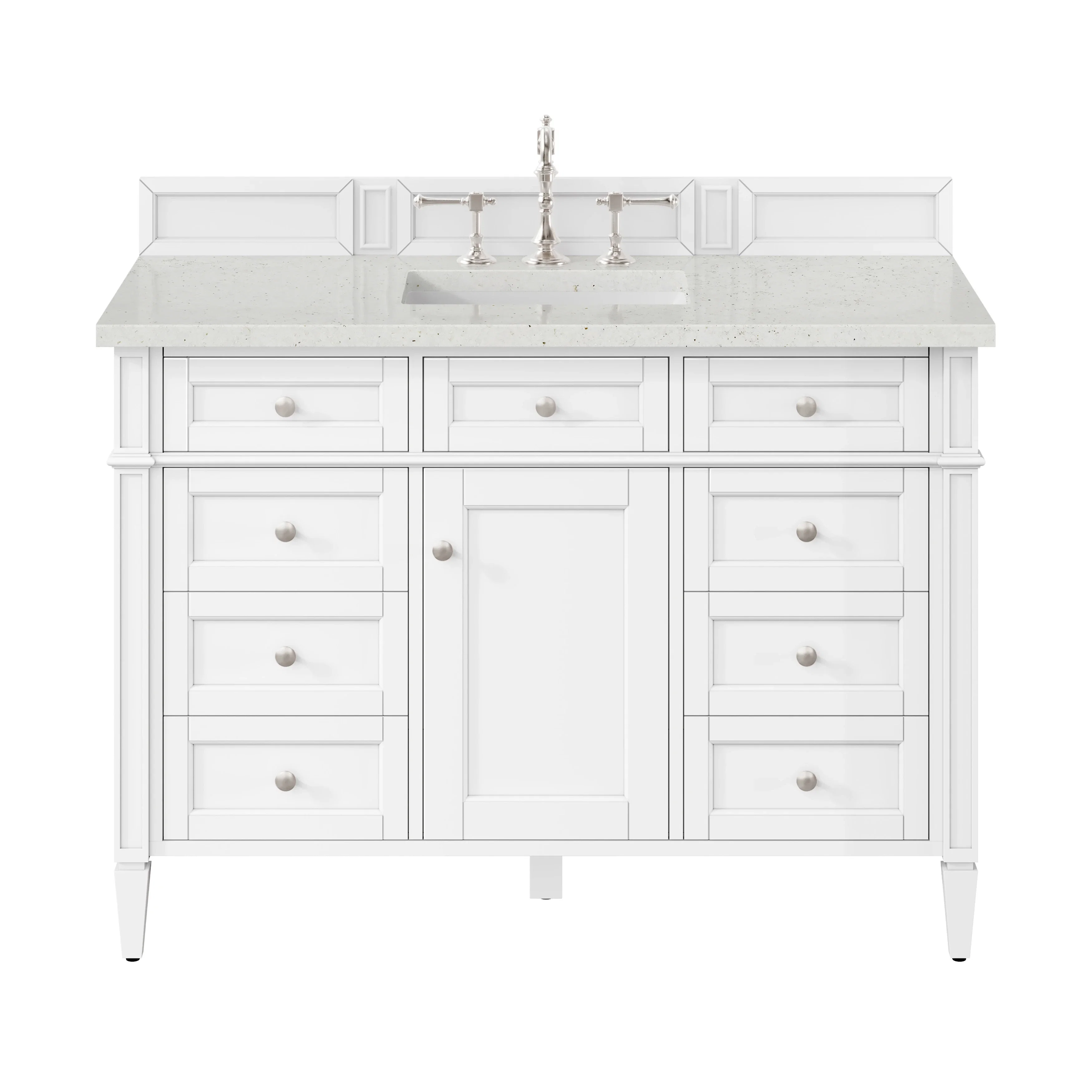 Brittany 48" Single Vanity, Bright White w/ 3 CM Lime Delight Silestone Top