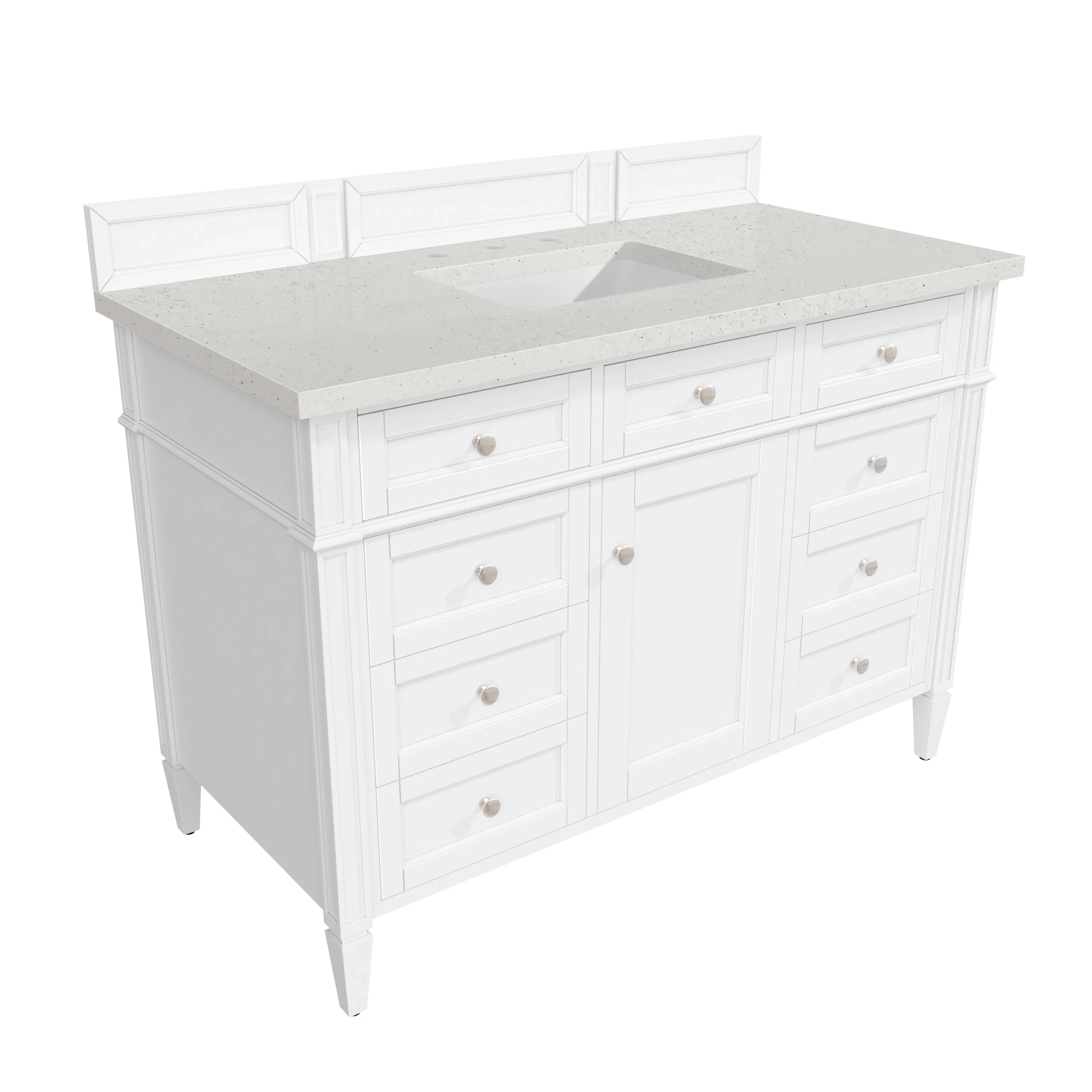 Brittany 48" Single Vanity, Bright White w/ 3 CM Lime Delight Silestone Top