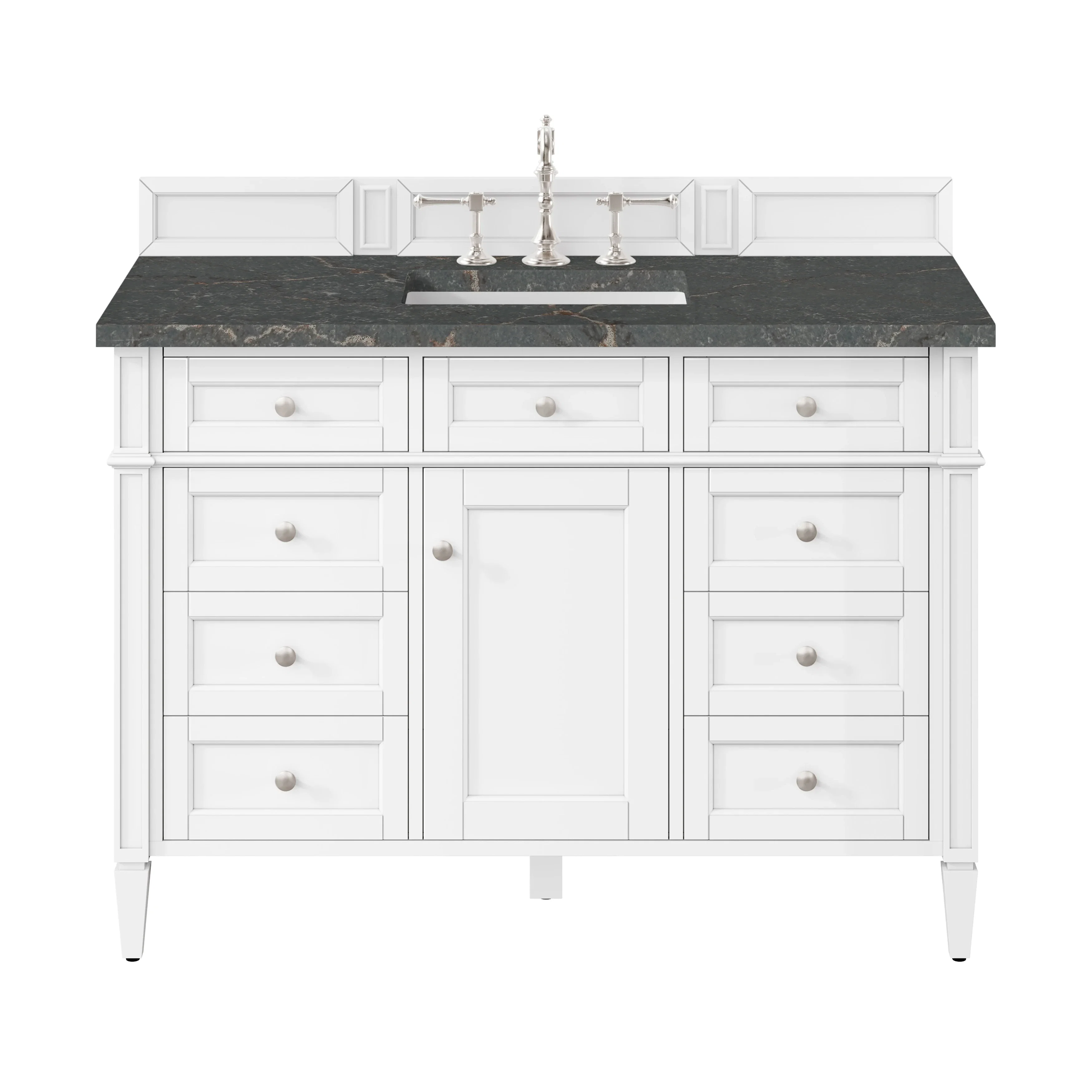 Brittany 48" Single Vanity, Bright White w/ 3 CM Parisien Bleu Silestone Top
