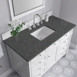 Brittany 48" Single Vanity, Bright White w/ 3 CM Parisien Bleu Silestone Top