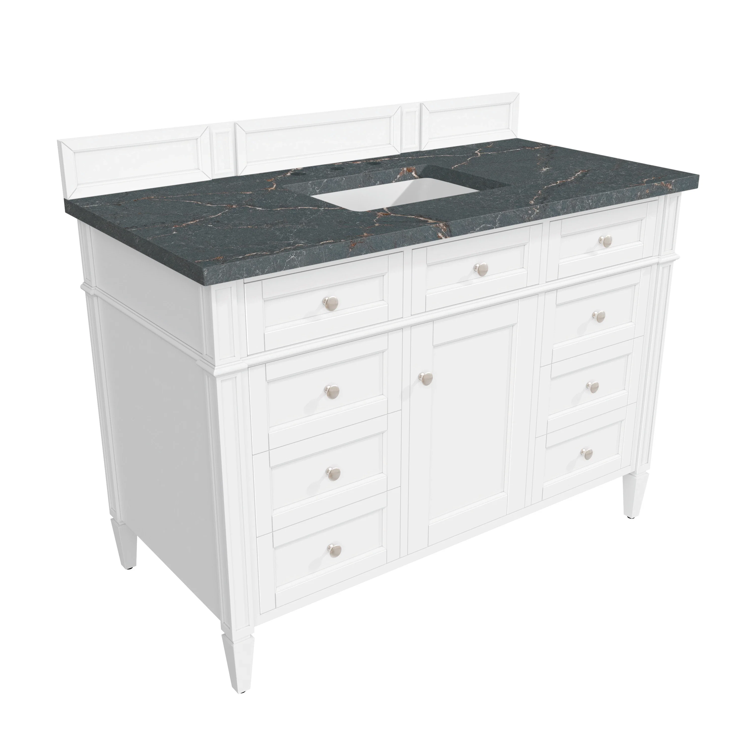 Brittany 48" Single Vanity, Bright White w/ 3 CM Parisien Bleu Silestone Top
