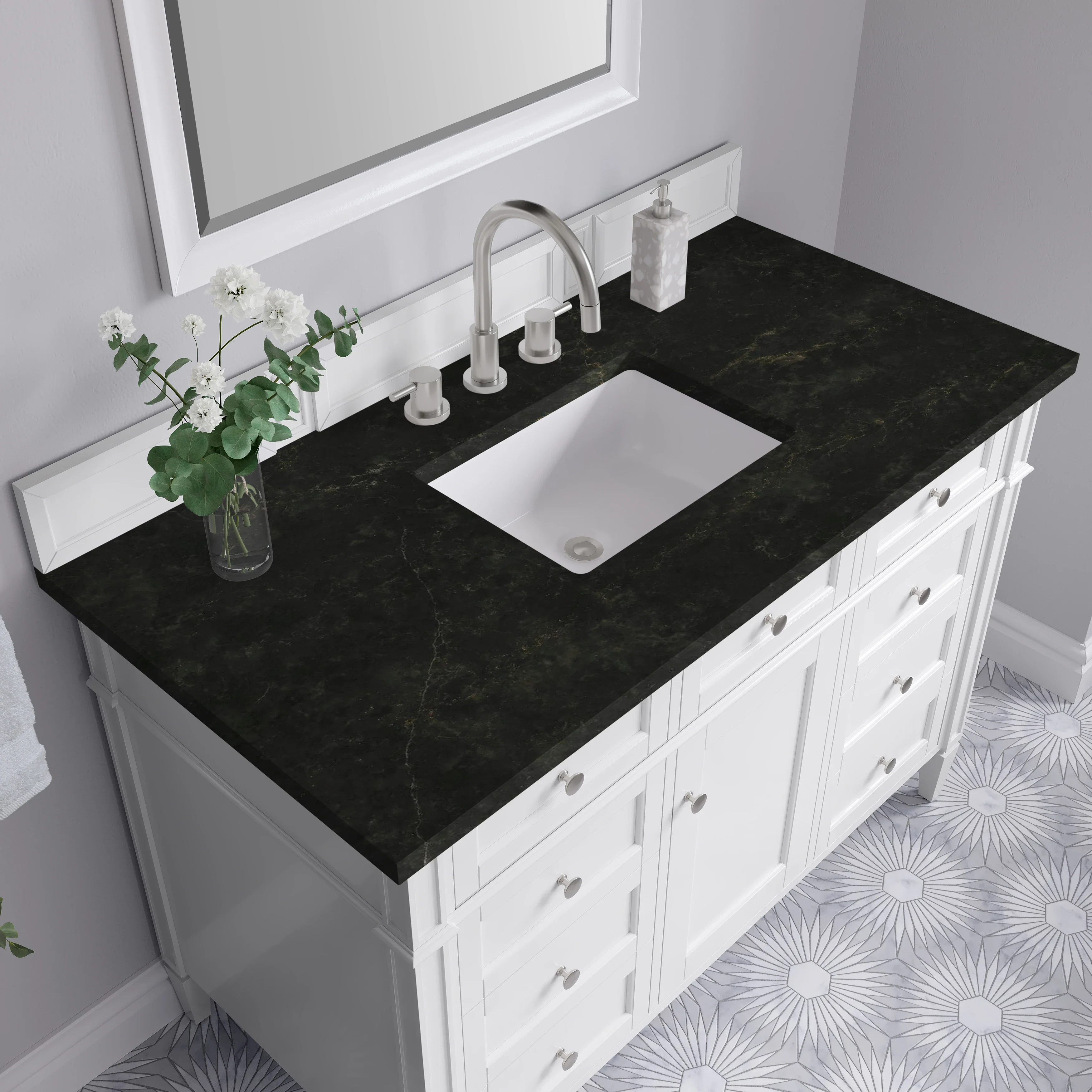 Brittany 48" Single Vanity in Bright White, w/ 3 CM Phantome Eclos Top