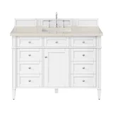 Brittany 48" Single Vanity in Bright White, w/ 3 CM Siberian Silestone Top