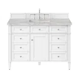 Brittany 48" Single Vanity, Bright White w/ 3 CM Victorian Silver Silestone Top
