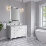 Brittany 48" Single Vanity, Bright White w/ 3 CM Victorian Silver Silestone Top