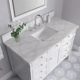 Brittany 48" Single Vanity, Bright White w/ 3 CM Victorian Silver Silestone Top
