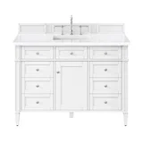 Brittany 48" Single Vanity, Bright White w/ 3 CM White Zeus Silestone Top