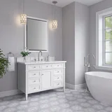 Brittany 48" Single Vanity, Bright White w/ 3 CM White Zeus Silestone Top