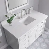 Brittany 48" Single Vanity, Bright White w/ 3 CM White Zeus Silestone Top