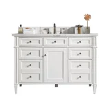 Brittany 48" Single Vanity, Bright White w/ 3 CM Eternal Jasmine Pearl Silestone Top w/FreePower Wireless Charger
