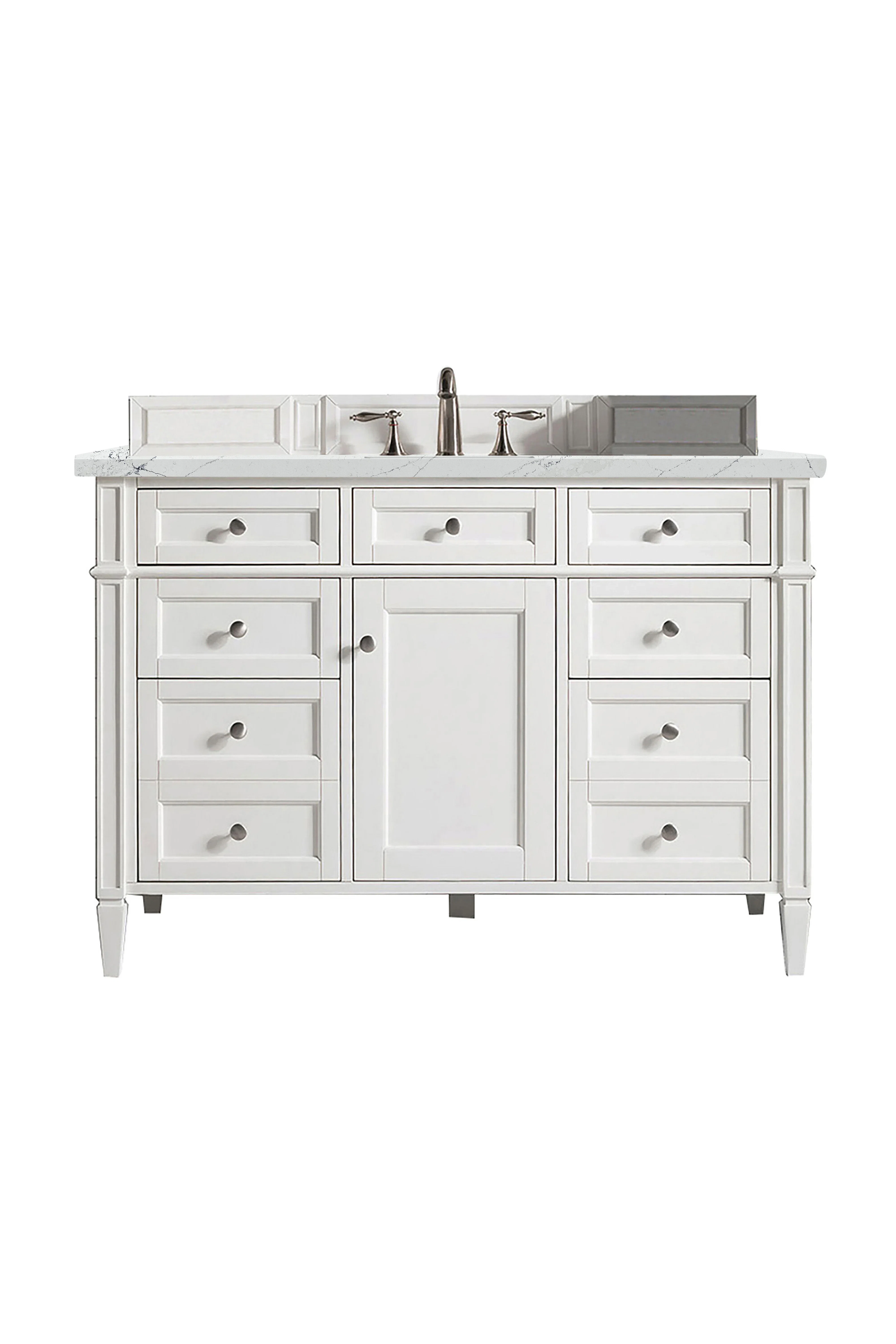 Brittany 48" Single Vanity, Bright White w/ 3 CM Ethereal Noctis Silestone Top w/FreePower Wireless Charger