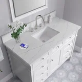 Brittany 48" Single Vanity, Bright White w/ 3 CM Ethereal Noctis Silestone Top w/FreePower Wireless Charger