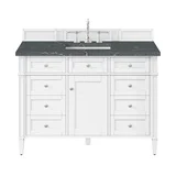 Brittany 48" Single Vanity, Bright White w/ 3 CM Parisien Bleu Silestone Top w/FreePower Wireless Charger