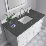 Brittany 48" Single Vanity, Bright White w/ 3 CM Parisien Bleu Silestone Top w/FreePower Wireless Charger